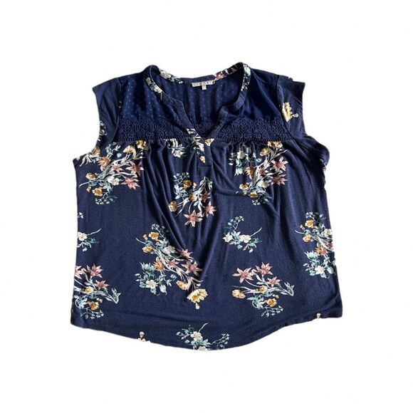 Daniel Rainn Taravel crochet detail knit floral top - Picture 1 of 8